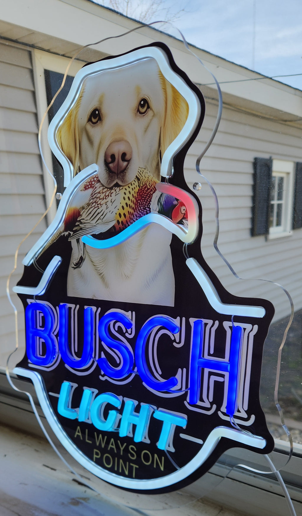 Busch Light Yellow Lab w/ Pheasant "Always On Point" Beer LED Lighted Advertising Sign
