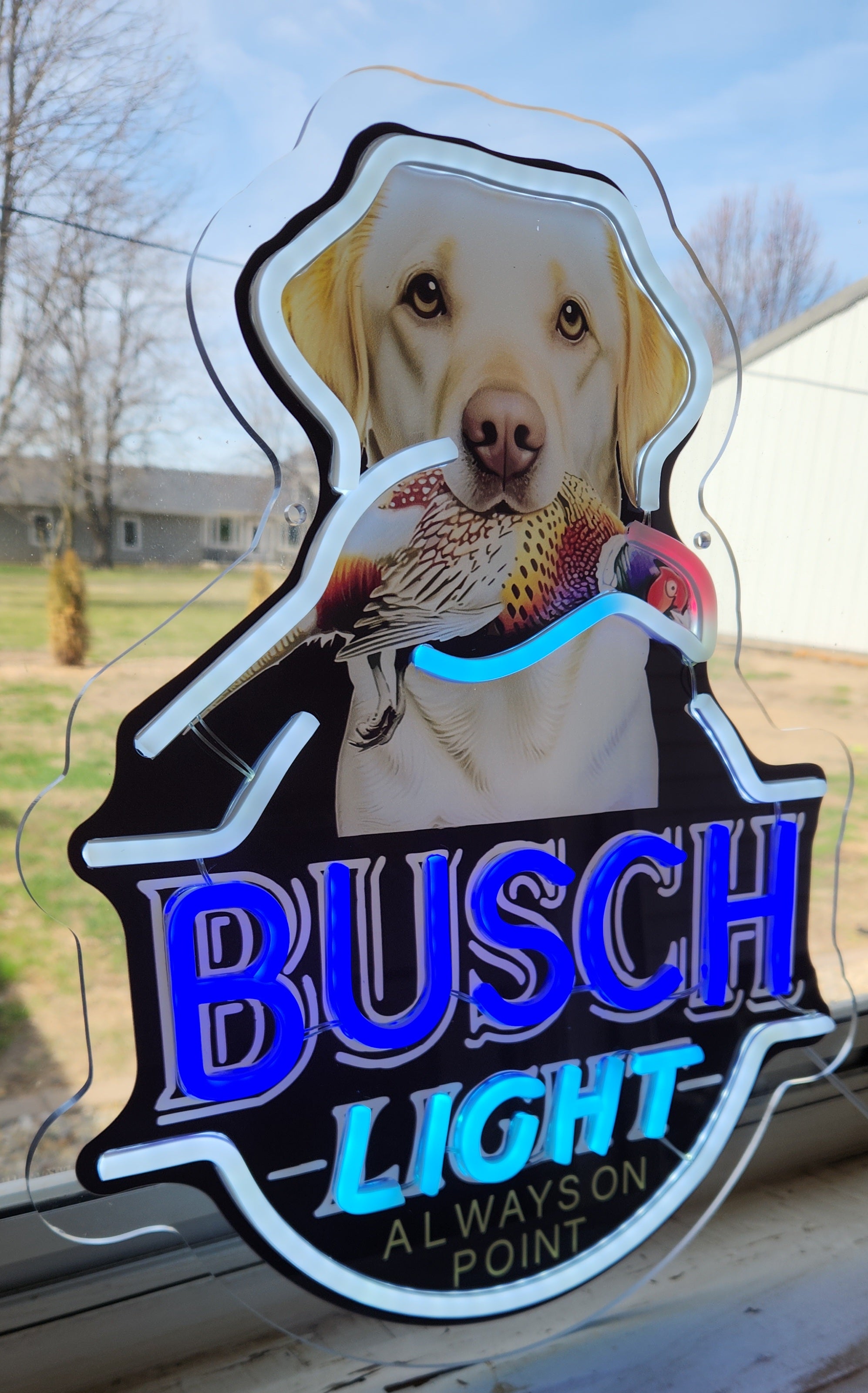 Busch Light Yellow Lab w/ Pheasant "Always On Point" Beer LED Lighted Advertising Sign