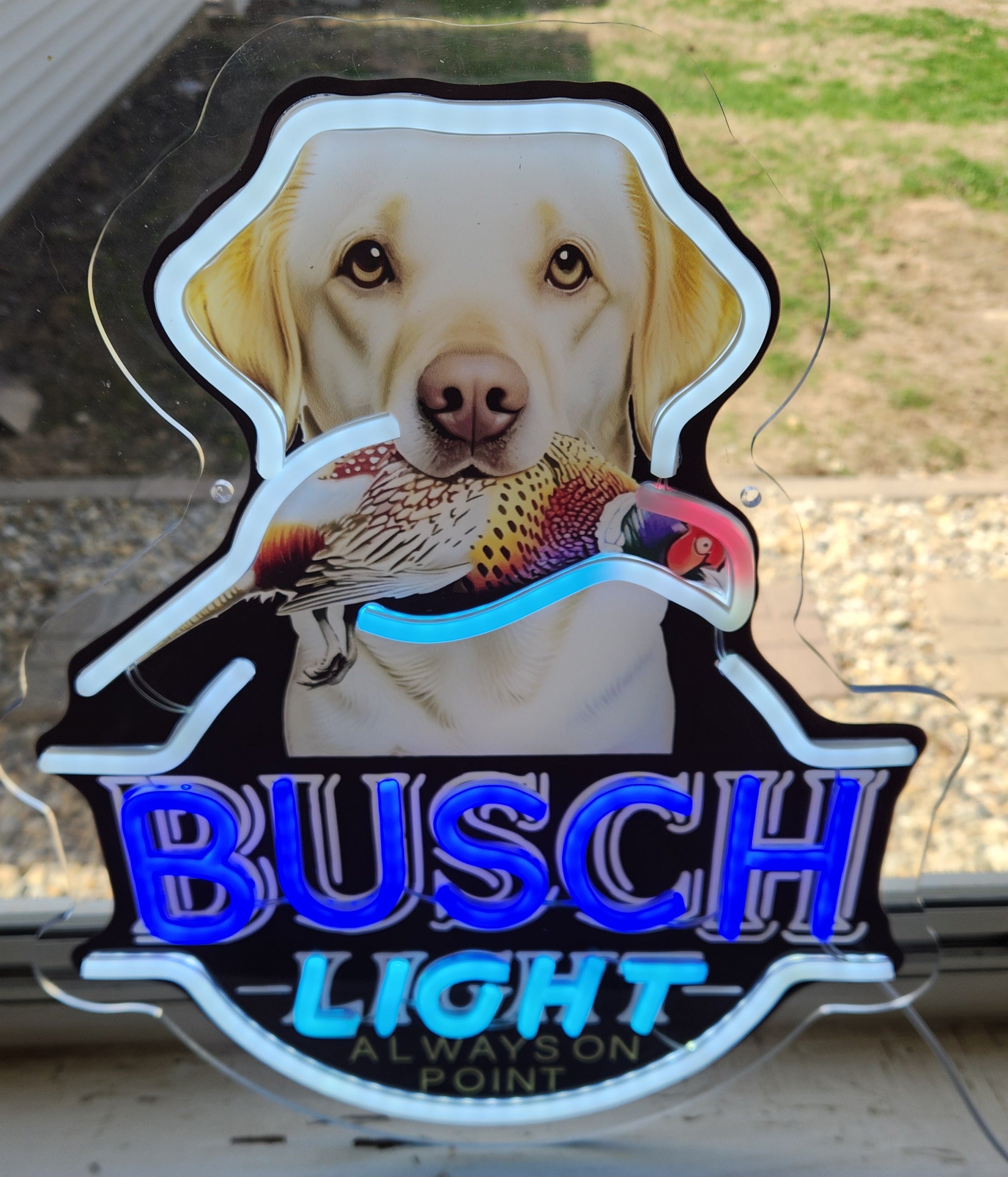 Busch Light Yellow Lab w/ Pheasant "Always On Point" Beer LED Lighted Advertising Sign
