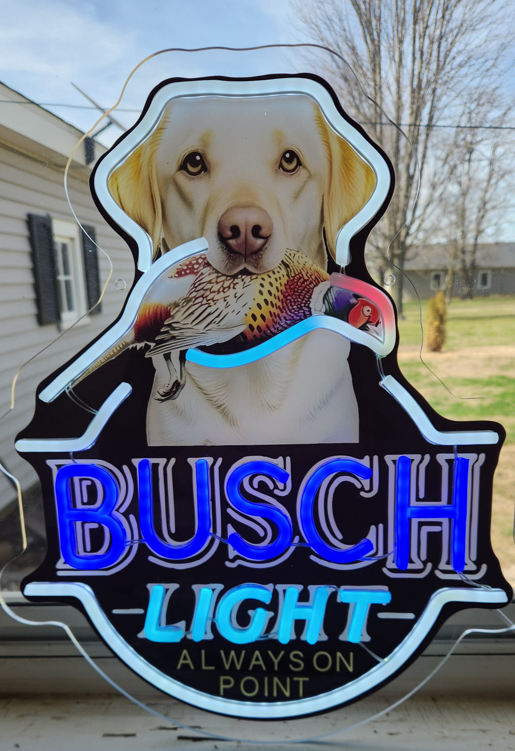 Busch Light Yellow Lab w/ Pheasant "Always On Point" Beer LED Lighted Advertising Sign