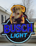 Busch Light Chocolate Lab w/ Pheasant "Always On Point" Lighted Beer Advertising Sign Bar Sign