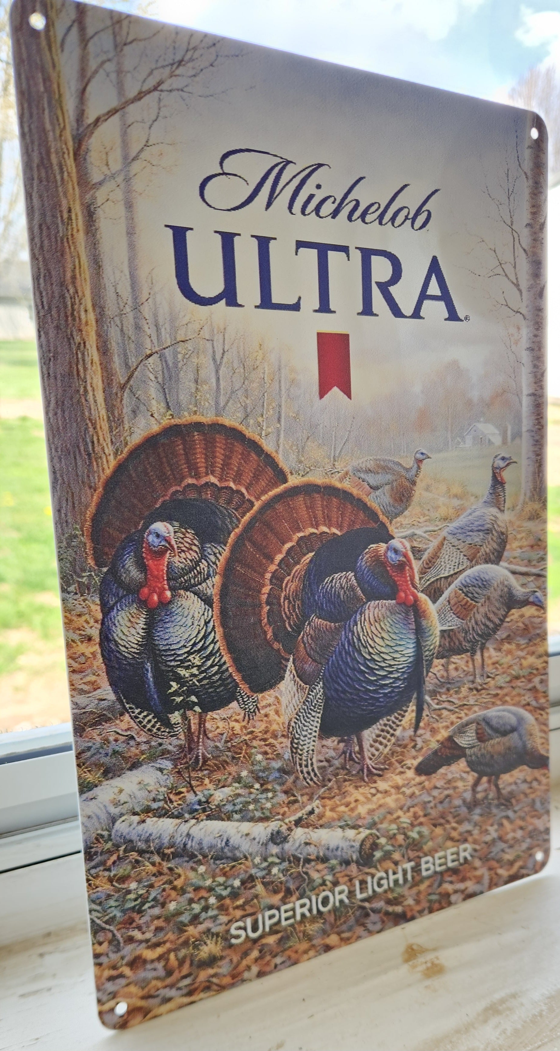Michelob Ultra Wild Turkey Metal Beer Advertising Sign 12"x8"