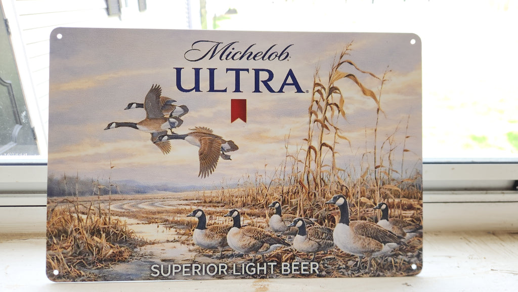Michelob Ultra Canadian Goose Scene Metal Beer Advertising Sign 12"x8"
