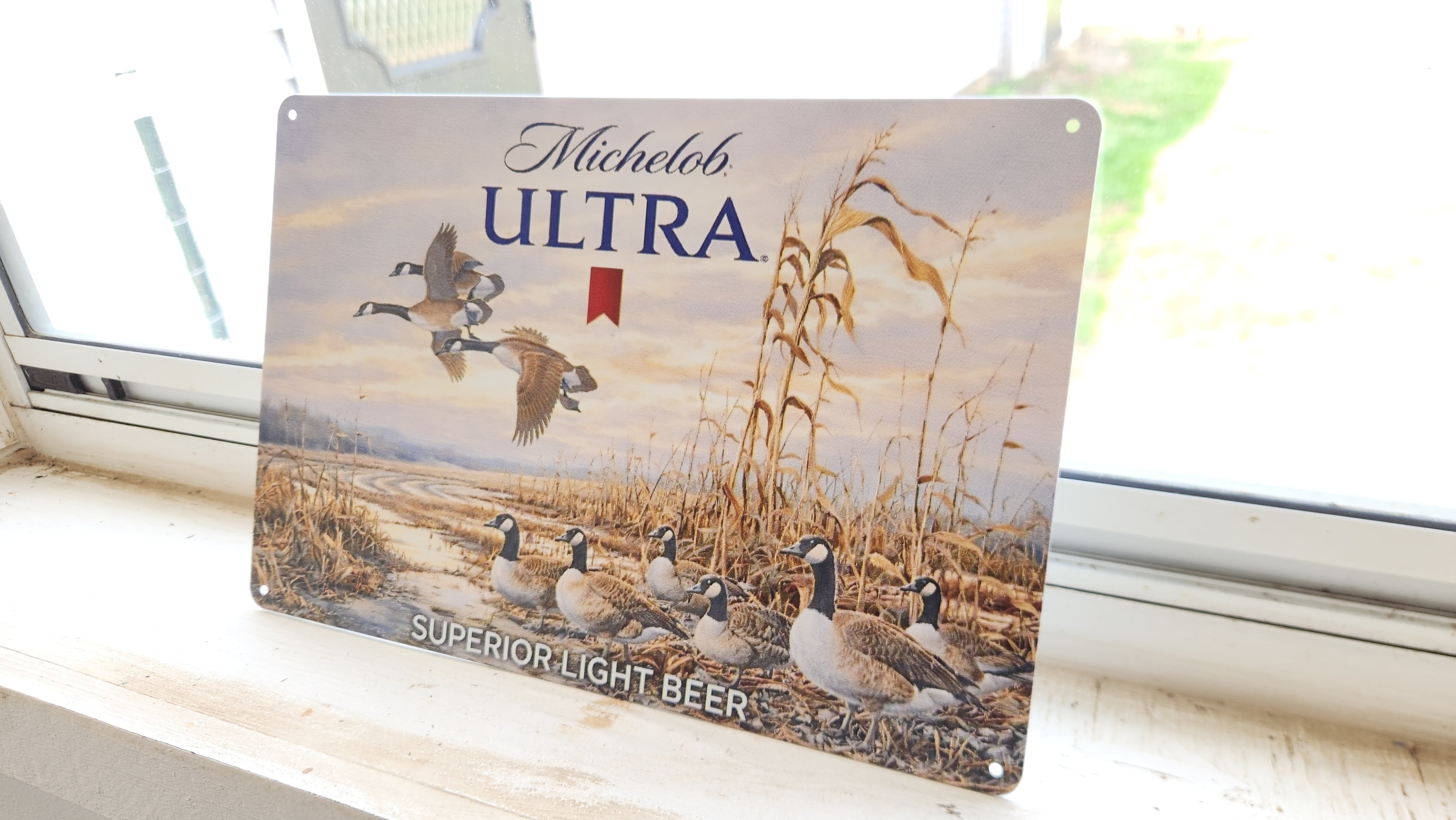 Michelob Ultra Canadian Goose Scene Metal Beer Advertising Sign 12"x8"