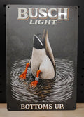 Busch Light Mallard Duck "Bottoms Up" Metal Advertising Sign 12"x8"