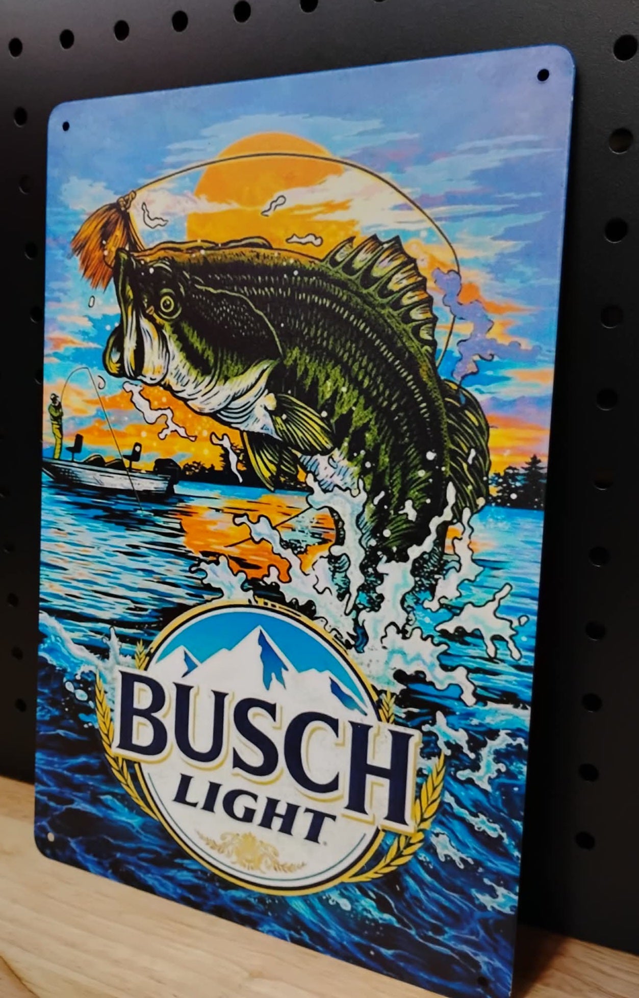 Busch Light Bass Fishing Metal Beer Advertising Sign 12