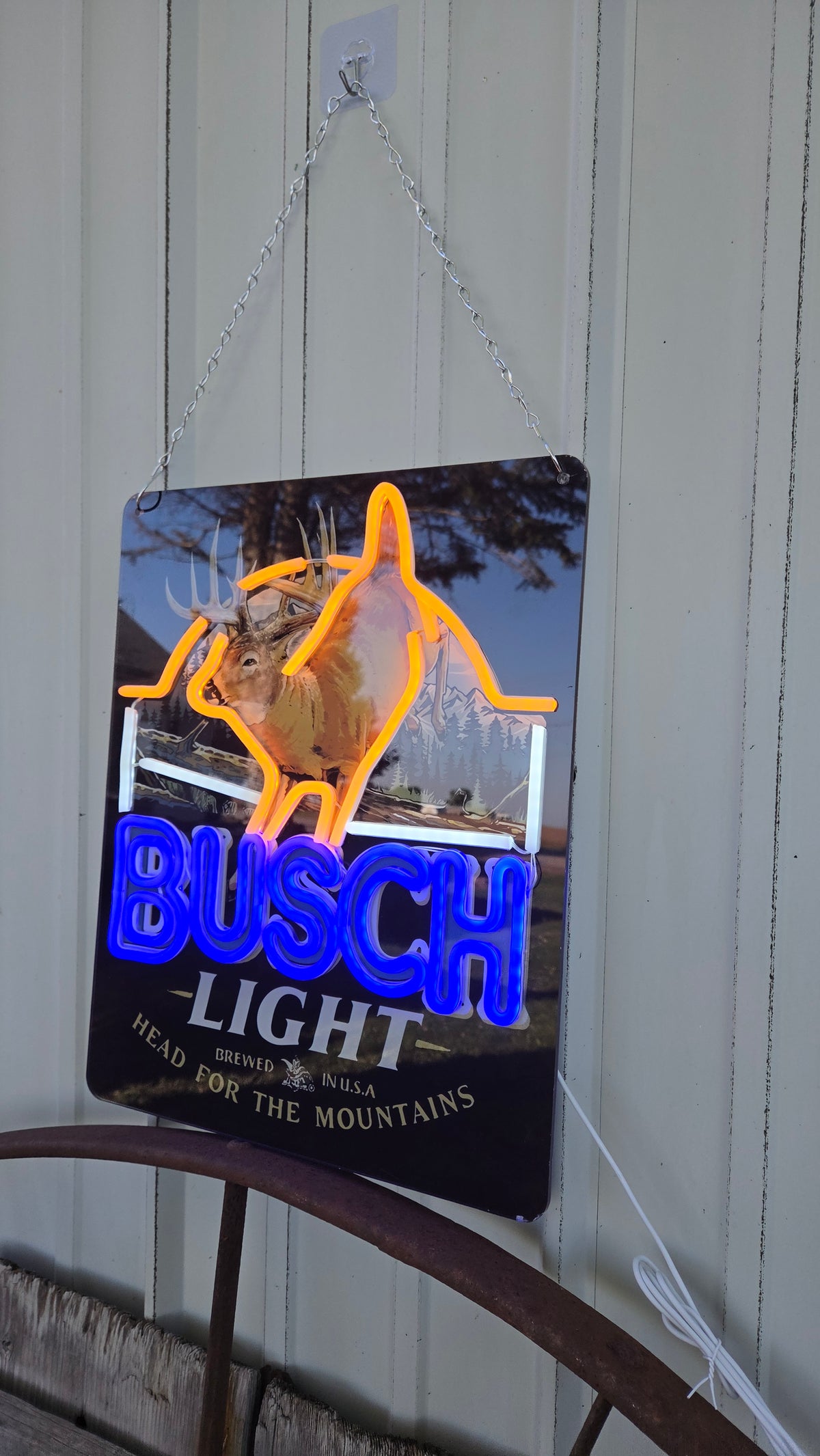 Busch Light "Head For The Mountains" Deer Lighted Beer Advertising Sign