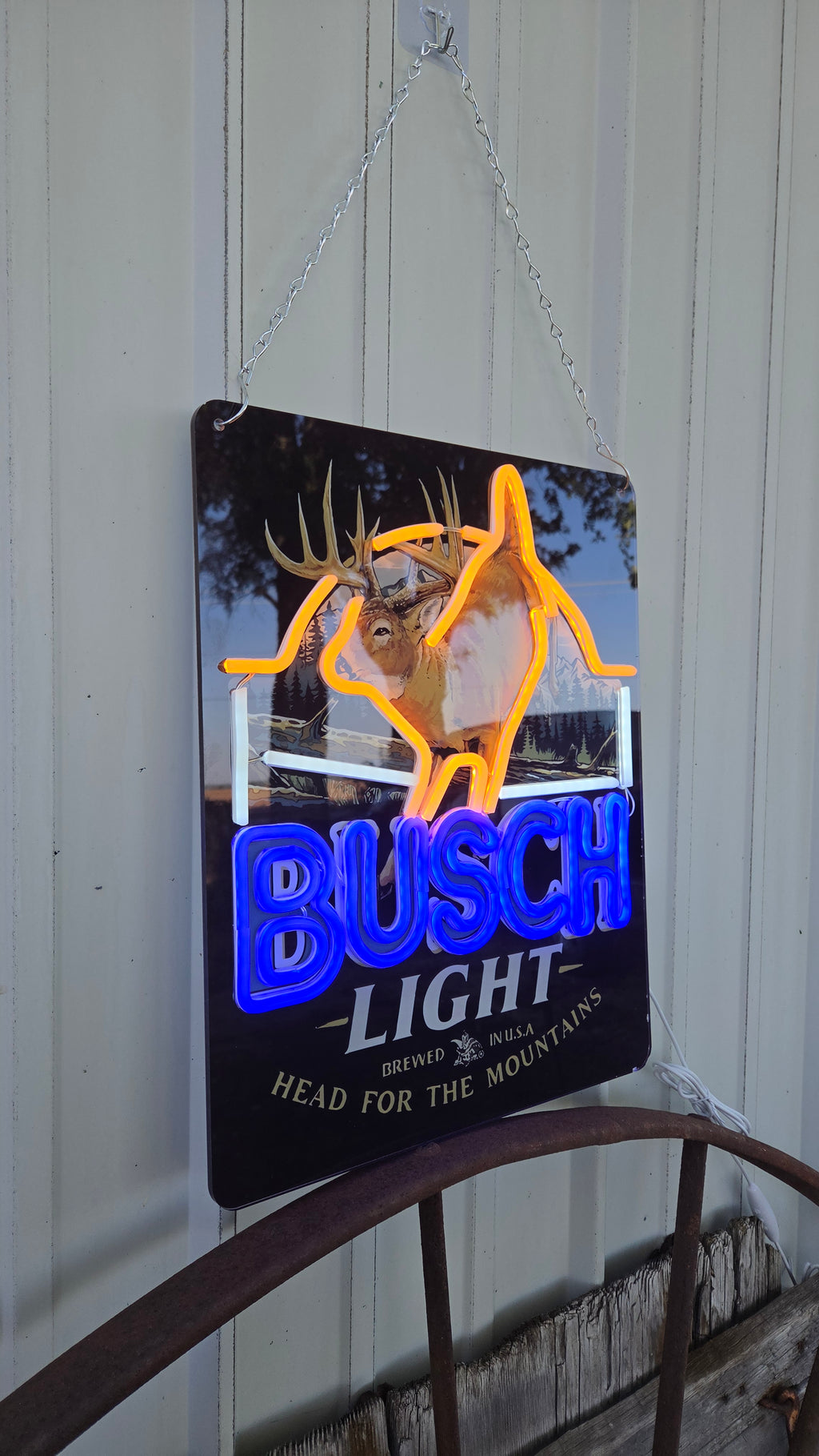 Busch Light "Head For The Mountains" Deer Lighted Beer Advertising Sign