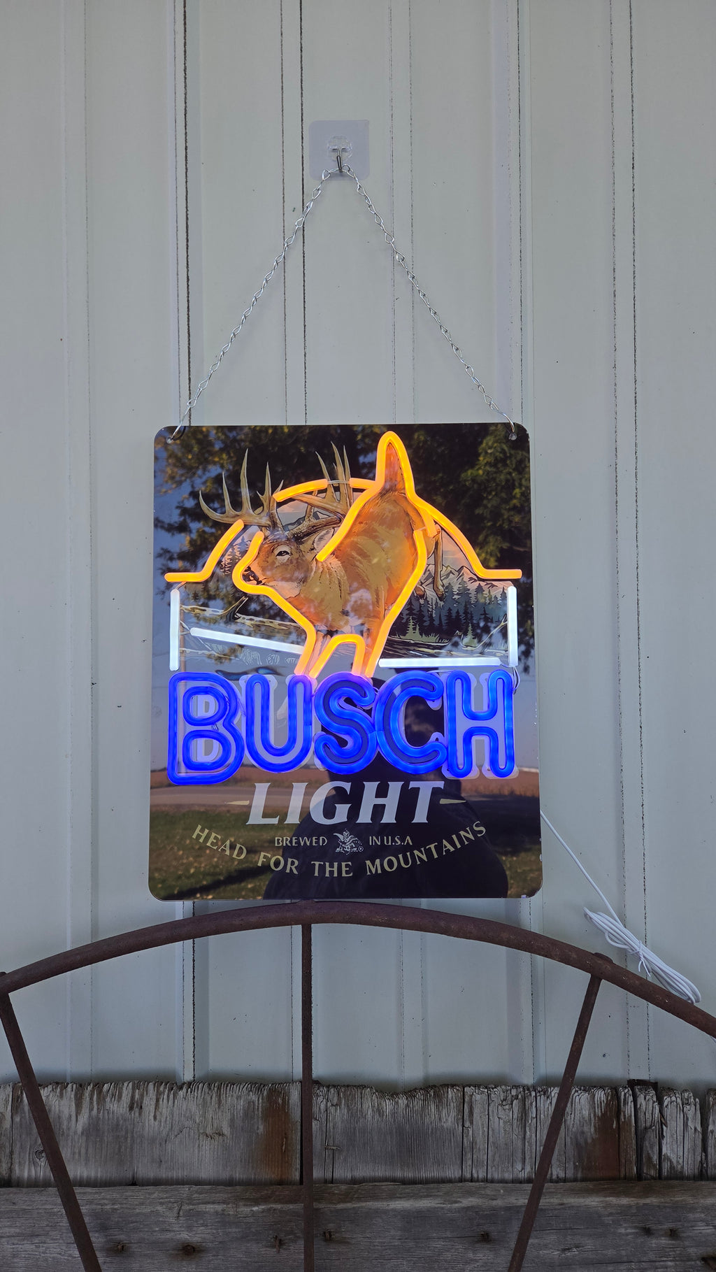 Busch Light "Head For The Mountains" Deer Lighted Beer Advertising Sign