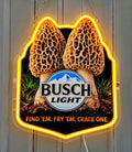 Busch Light "Find 'Em. Fry 'Em. Crack One" Morel Mushrooms LED Lighted Advertising Sign