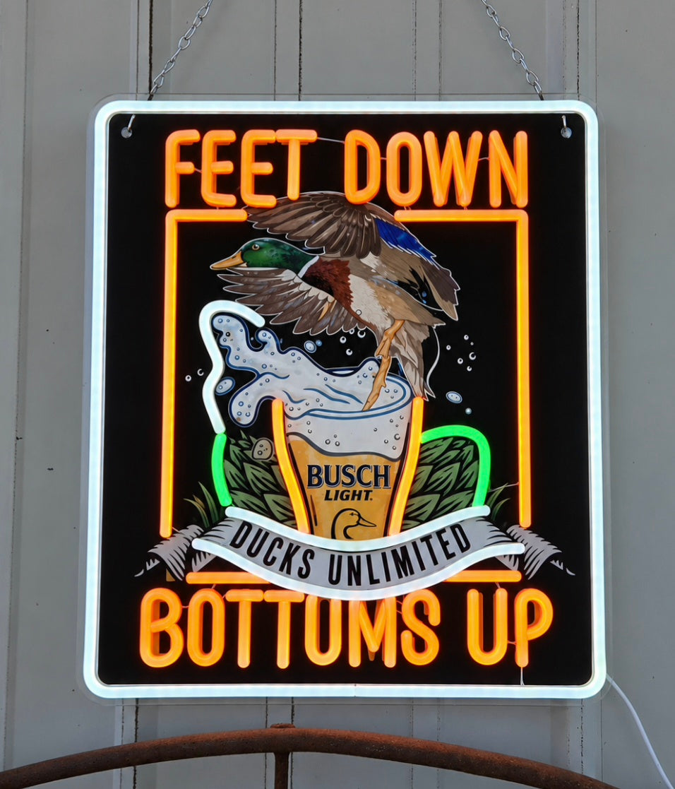 Busch Light - Ducks Unlimited "Feet Down Bottoms Up" Beer LED Lighted Advertising Sign