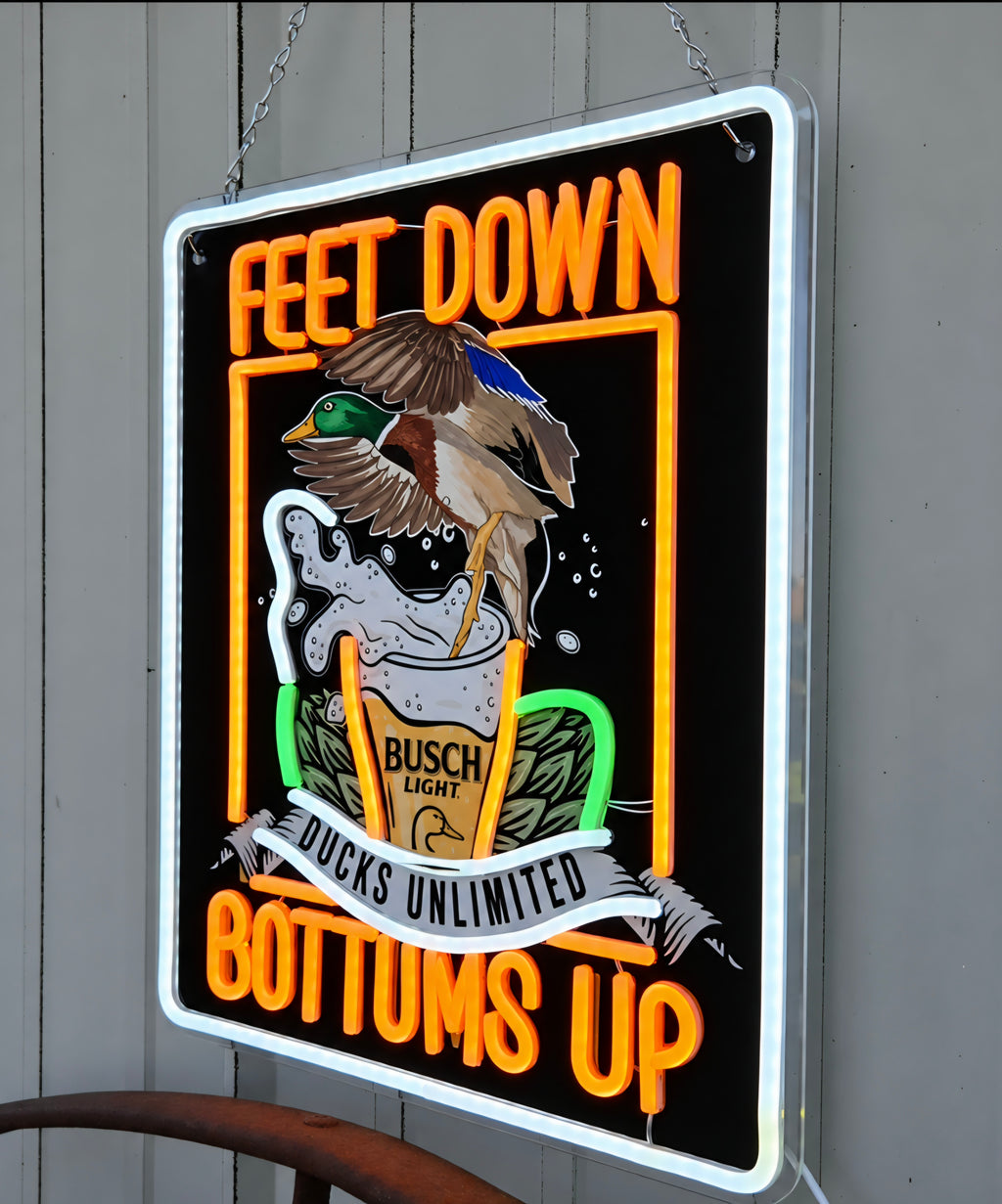 Busch Light - Ducks Unlimited "Feet Down Bottoms Up" Beer LED Lighted Advertising Sign