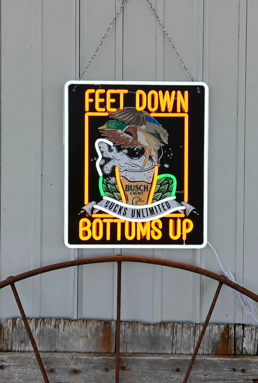 Busch Light - Ducks Unlimited "Feet Down Bottoms Up" Beer LED Lighted Advertising Sign