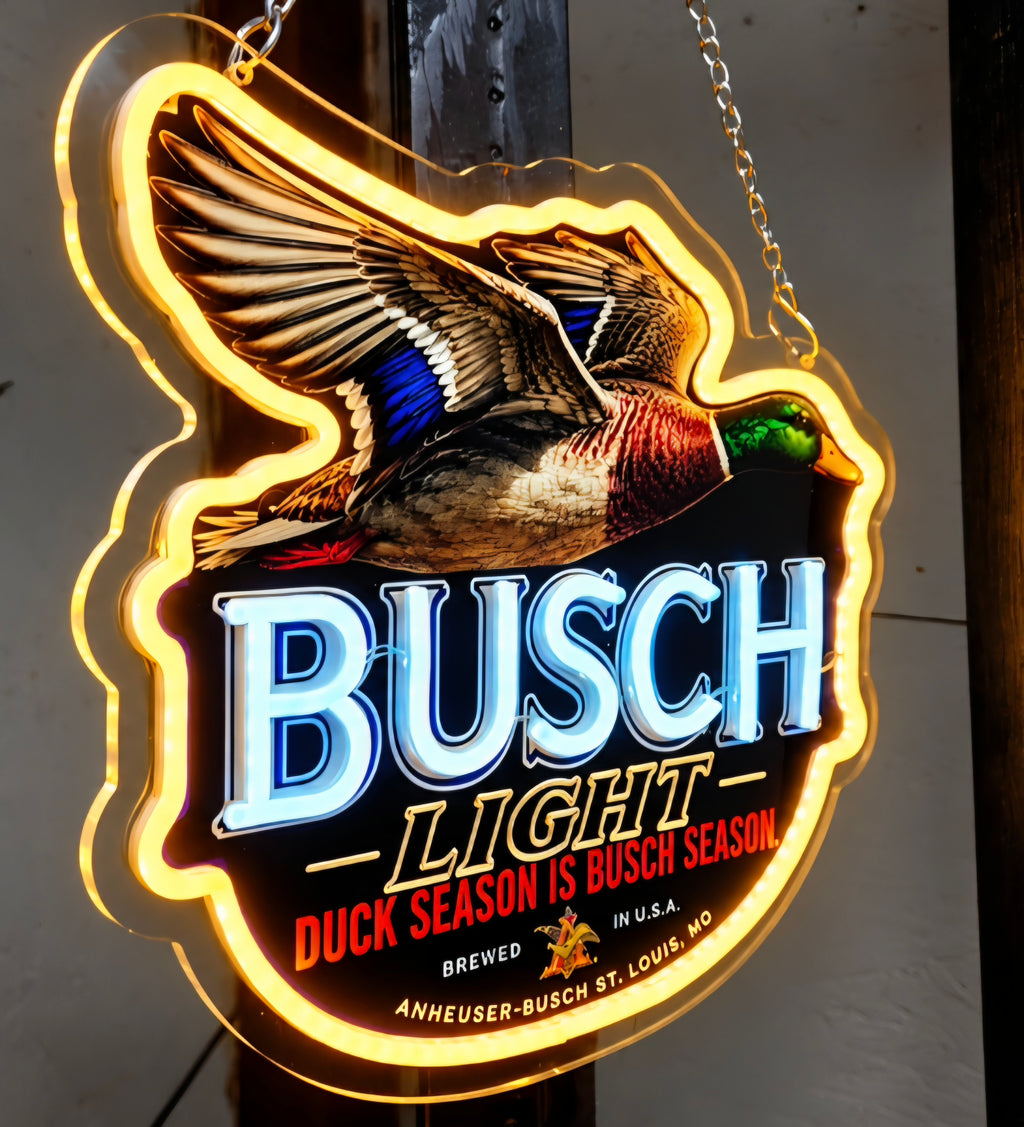 Busch Light "Duck Season is Busch Season" Mallard Duck Lighted LED Neon Sign