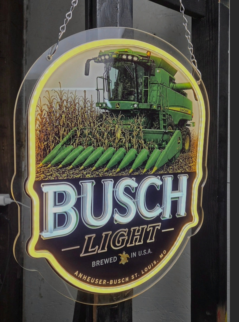Busch Light John Deere Combine LED Neon Advertising Sign