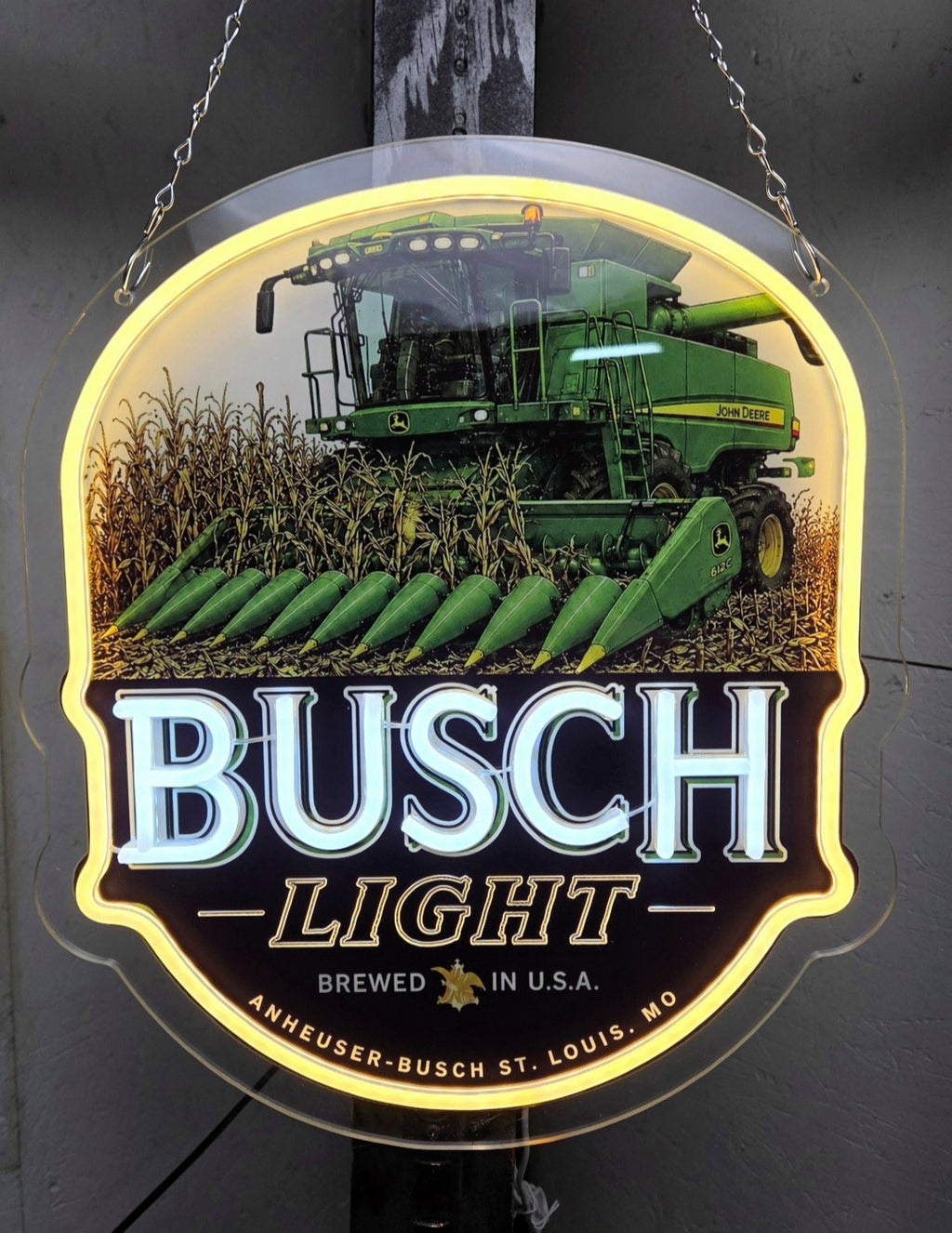 Busch Light John Deere Combine LED Neon Advertising Sign