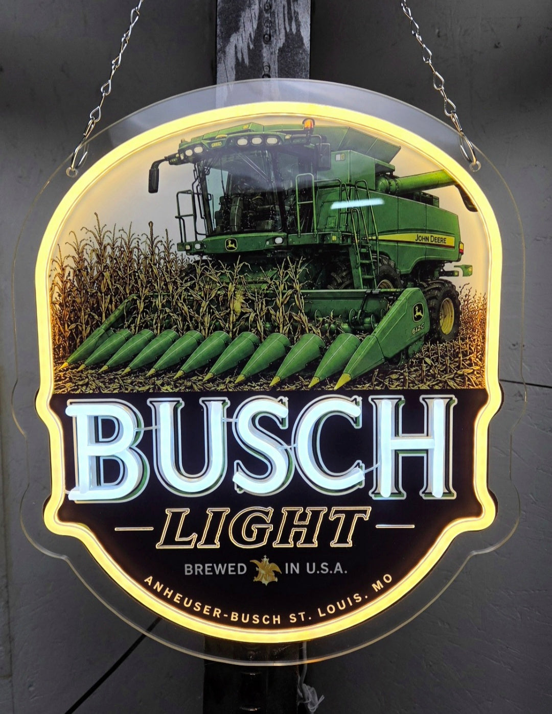 Busch Light John Deere Combine LED Neon Advertising Sign
