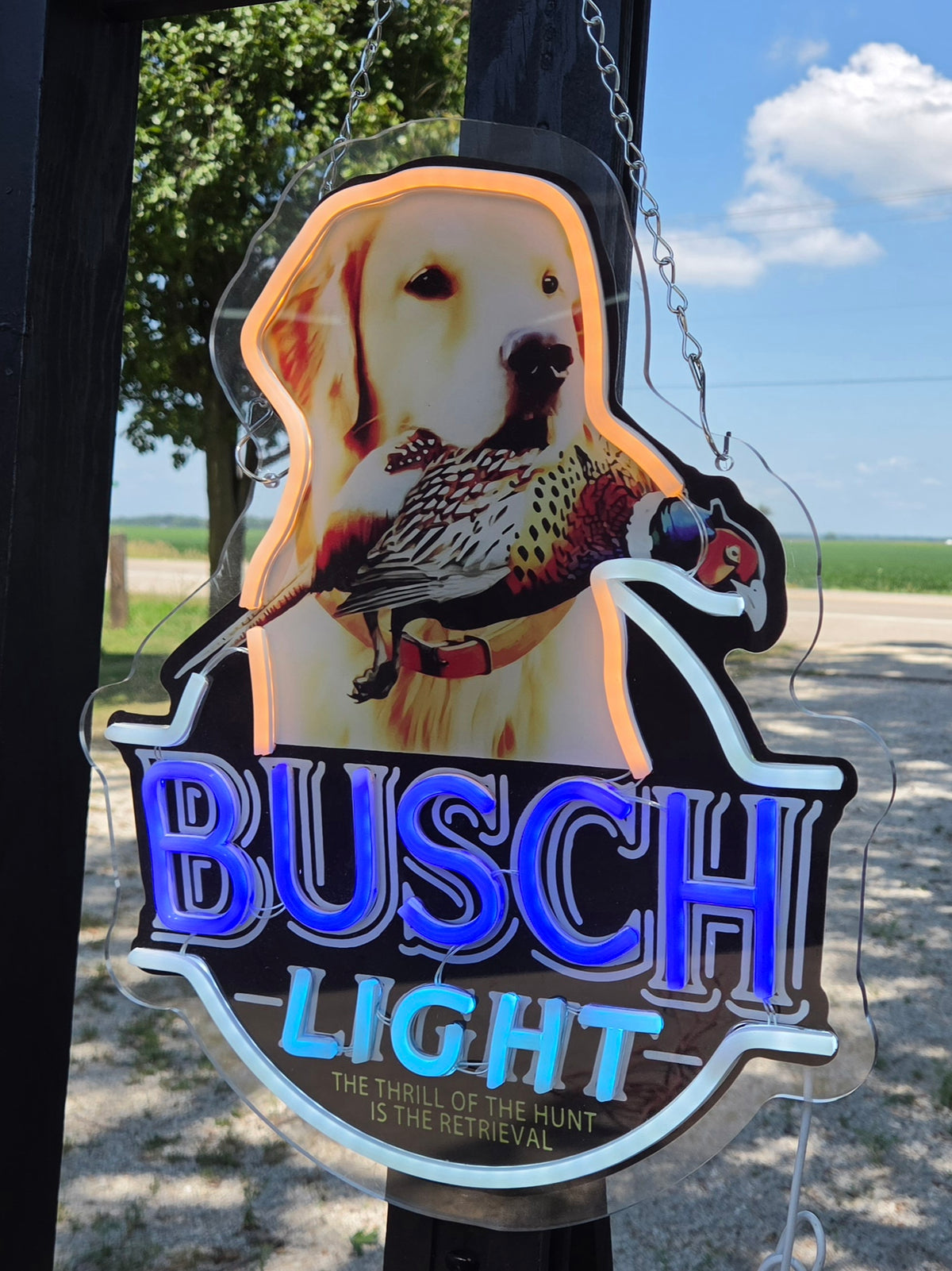 Busch Light "The Thrill Of The Hunt Is The Retrieval" Yellow Lab with Pheasant LED Neon Advertising Beer Sign