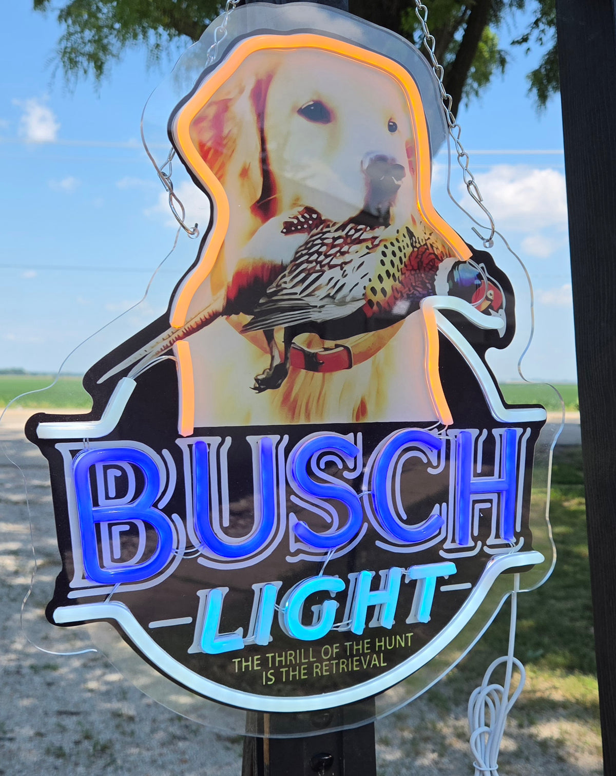 Busch Light "The Thrill Of The Hunt Is The Retrieval" Yellow Lab with Pheasant LED Neon Advertising Beer Sign