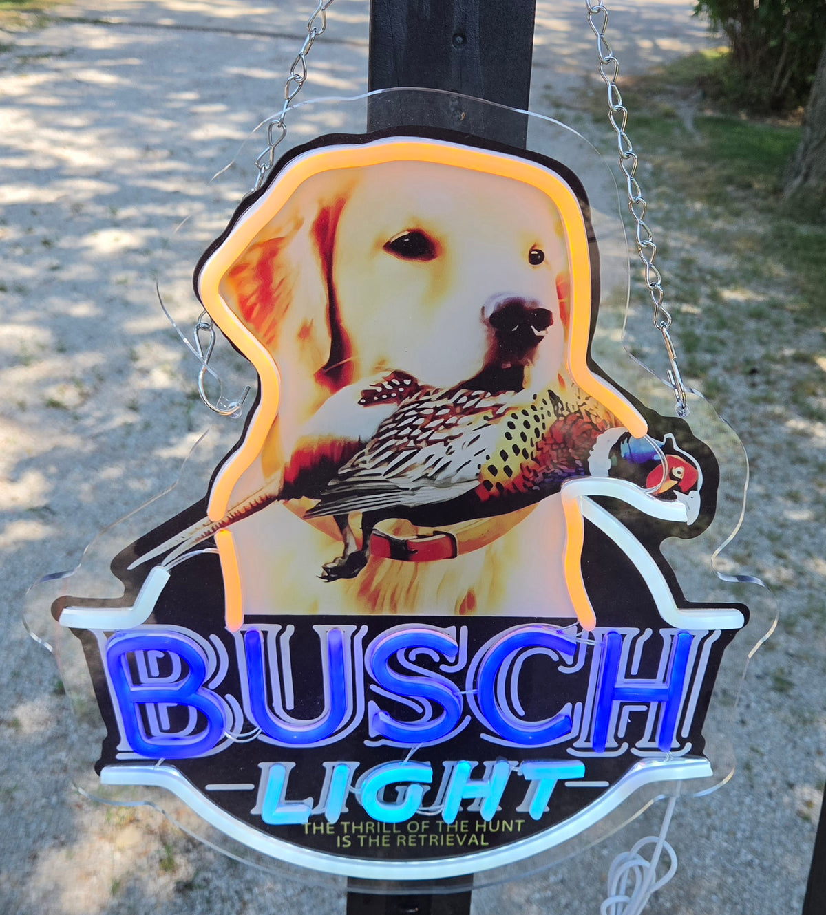 Busch Light "The Thrill Of The Hunt Is The Retrieval" Yellow Lab with Pheasant LED Neon Advertising Beer Sign