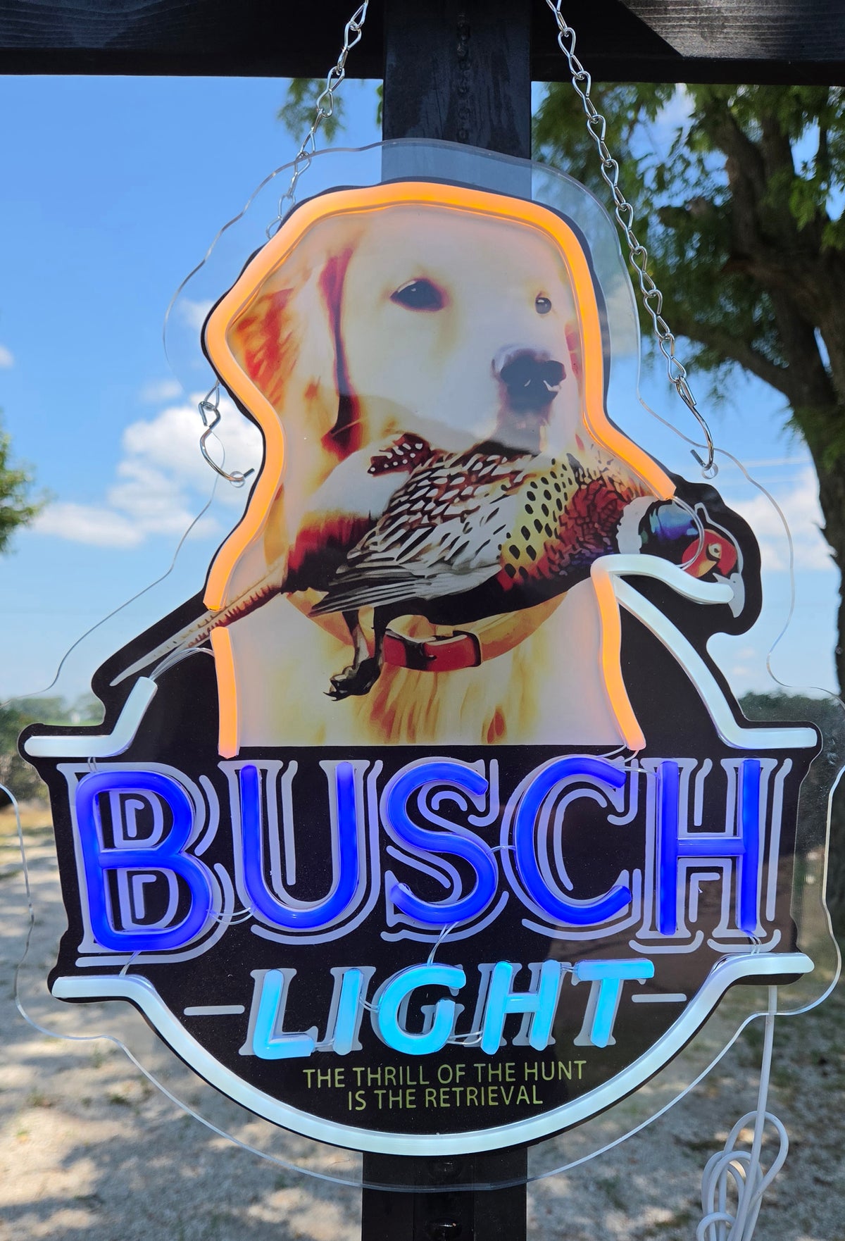 Busch Light "The Thrill Of The Hunt Is The Retrieval" Yellow Lab with Pheasant LED Neon Advertising Beer Sign
