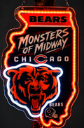 Chicago Bears "Monsters Of Midway" Illinois Shape LED Neon Sign Sports Football sign