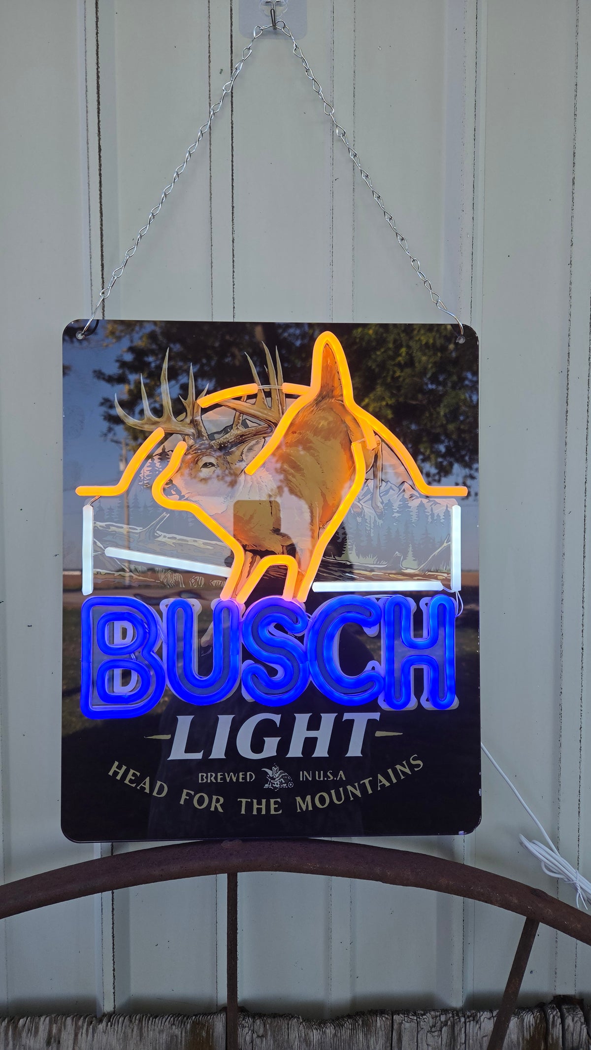 Busch Light "Head For The Mountains" Deer Lighted Beer Advertising Sign