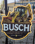 Busch Light CAT Backhoe LED Neon Sign – Caterpillar Heavy Equipment Garage & Man Cave Décor