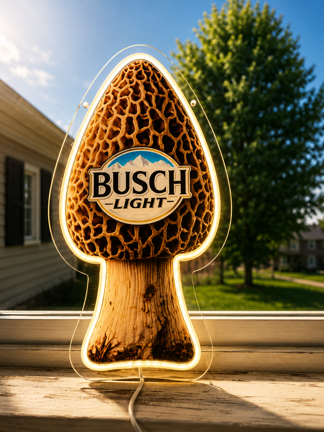 Busch Light Morel Mushroom Shape LED Lighted Advertising Sign