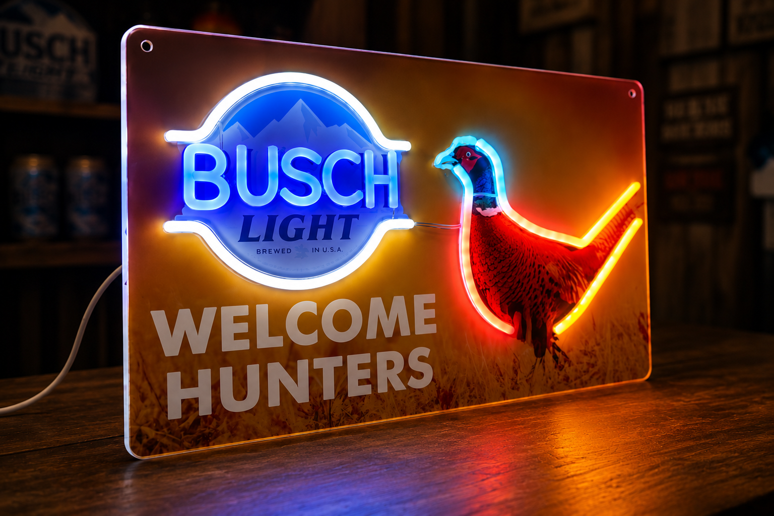 Busch Light "Welcome Hunters" Pheasant LED Advertising Sign