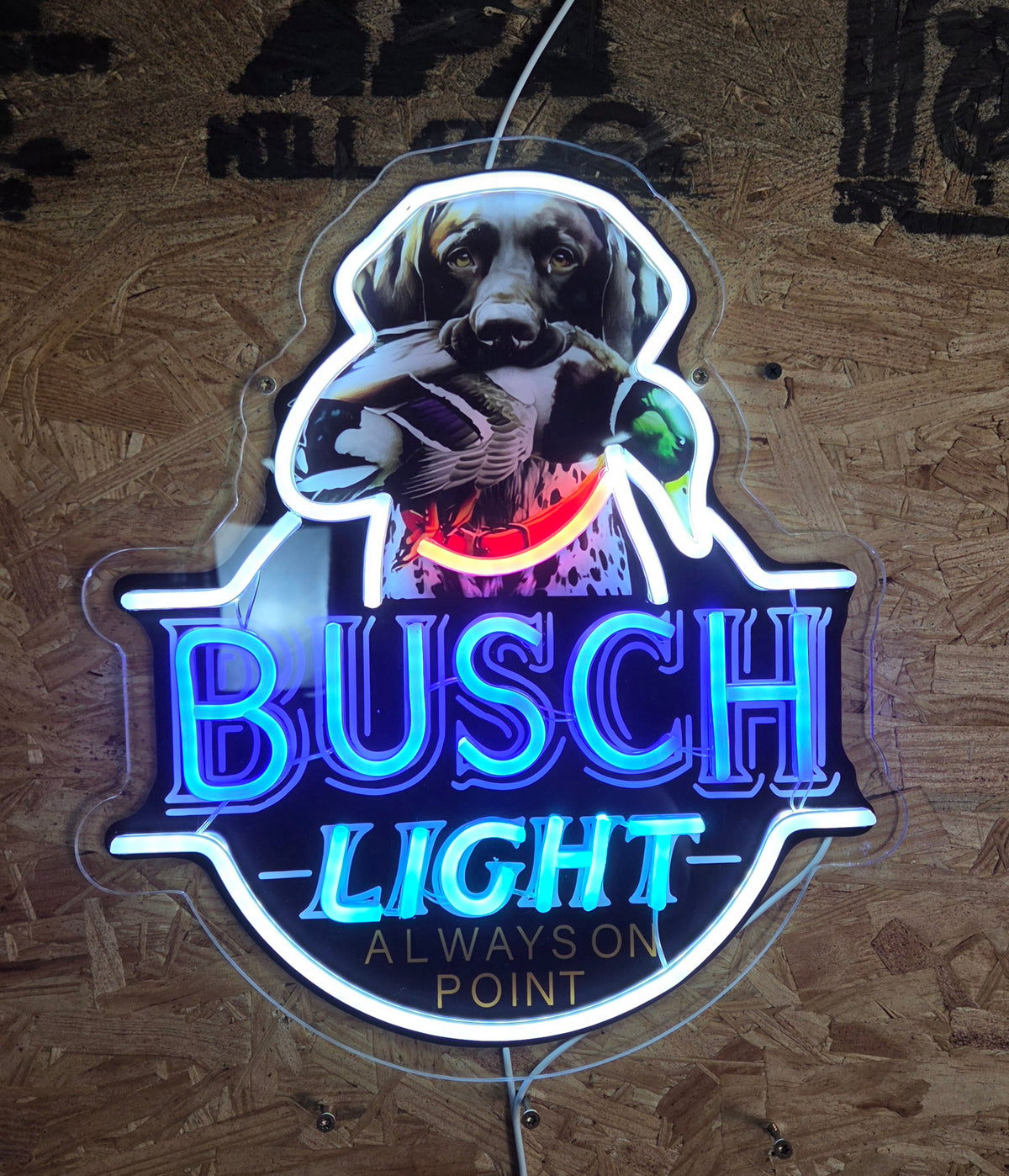 Busch Light German Short Haired Point w/ Duck "Always On Point" Beer LED Lighted Advertising Sign