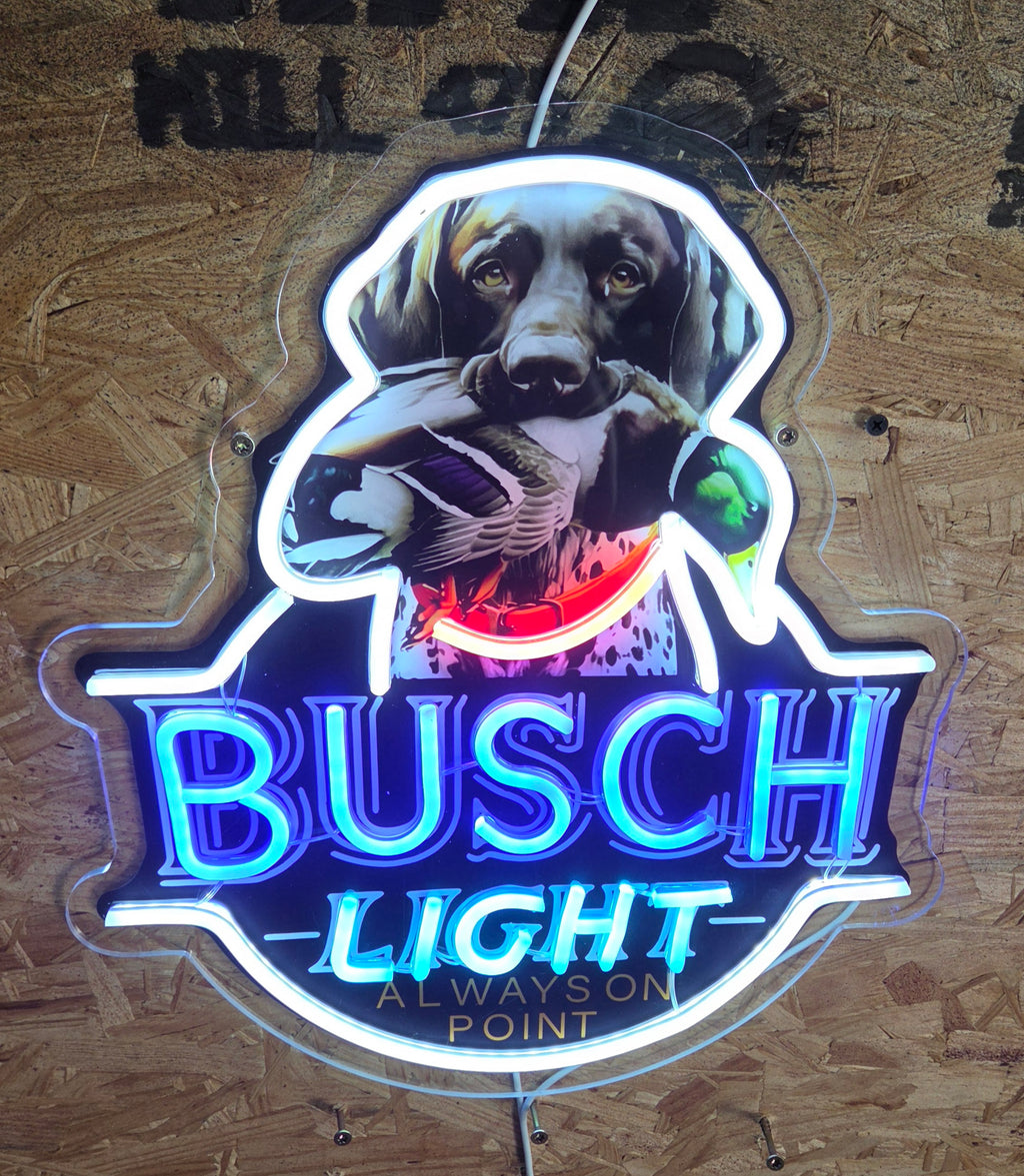 Busch Light German Short Haired Point w/ Duck "Always On Point" Beer LED Lighted Advertising Sign