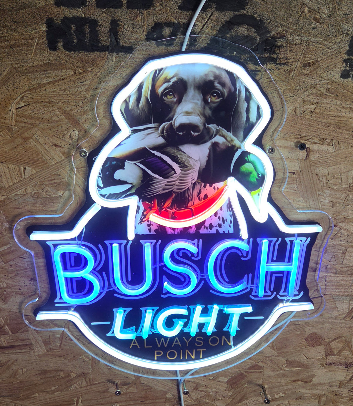 Busch Light German Short Haired Point w/ Duck "Always On Point" Beer LED Lighted Advertising Sign