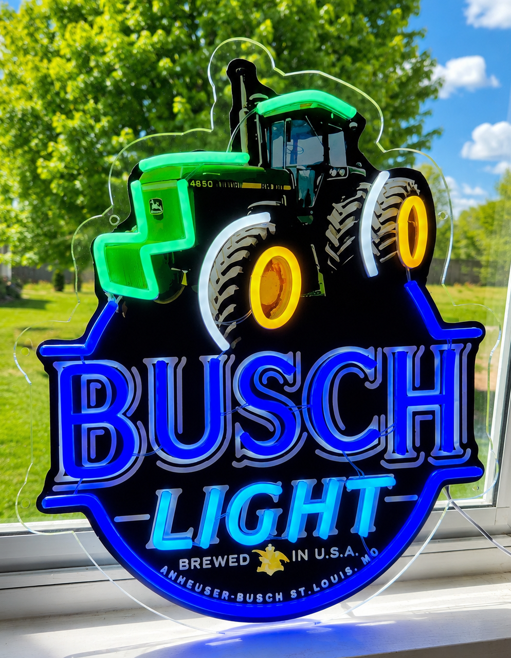 Busch Light - John Deere Tractor Beer LED Lighted Advertising Sign