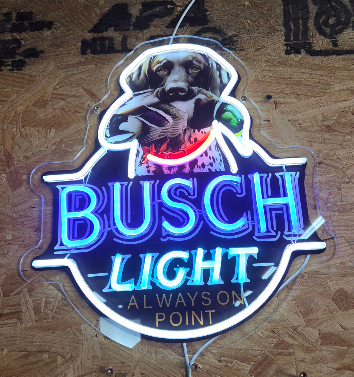 Busch Light German Short Haired Point w/ Duck "Always On Point" Beer LED Lighted Advertising Sign
