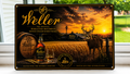 Weller Bourbon Whitetail Deer Metal Advertising Sign Hunting Barrel Distillery 12"x8"