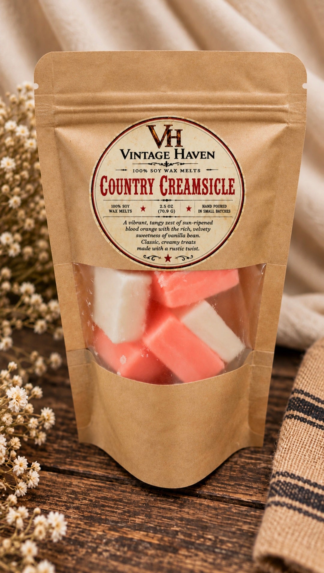 Vintage Haven Handmade Soy Wax Melts | Rustic Farmhouse Scent Collection