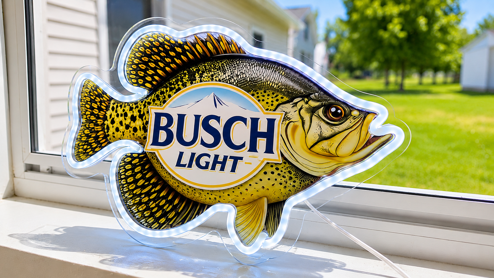 Busch Light - Crappie Fish Lighted Beer Advertising Sign Fishing Sign