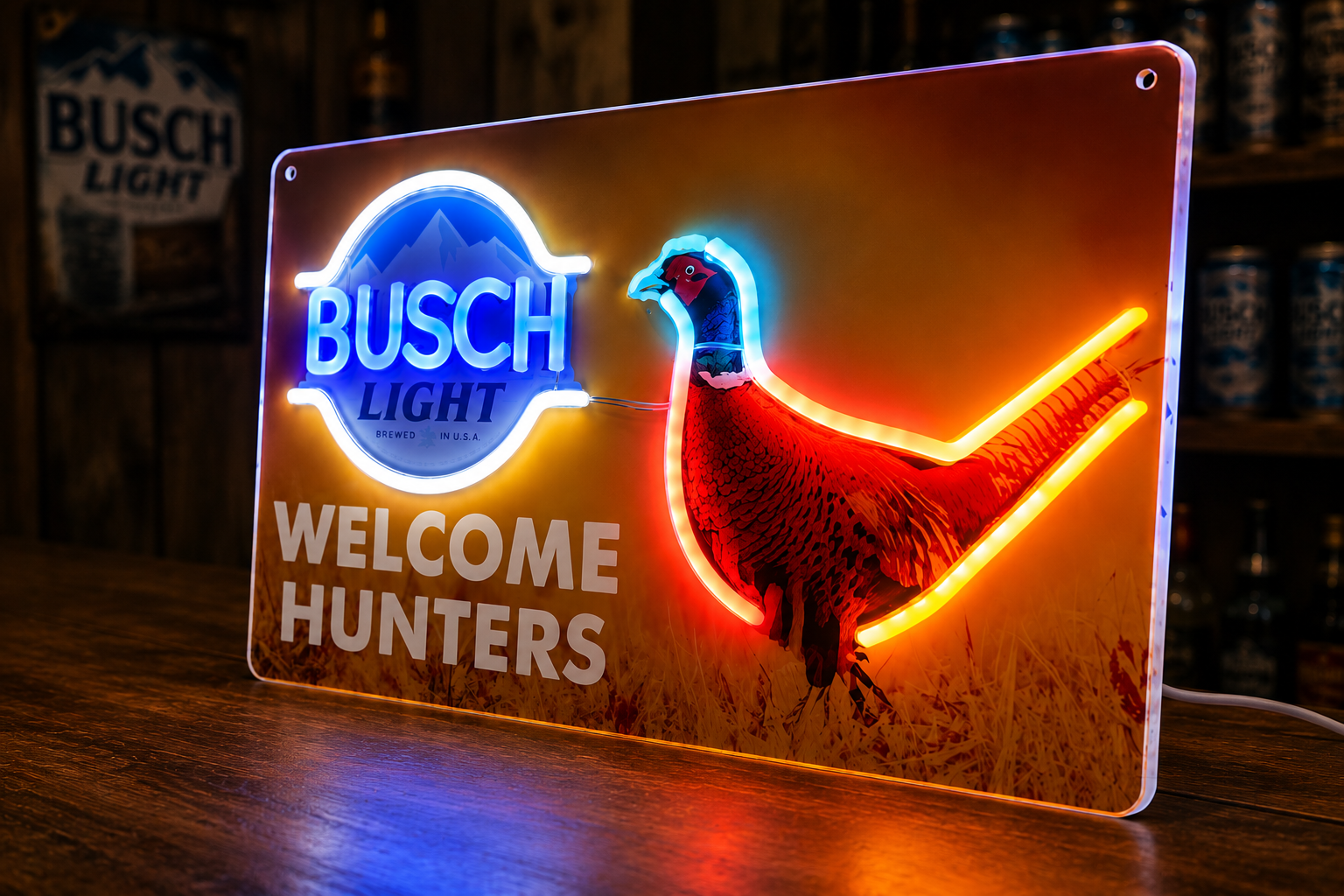 Busch Light "Welcome Hunters" Pheasant LED Advertising Sign