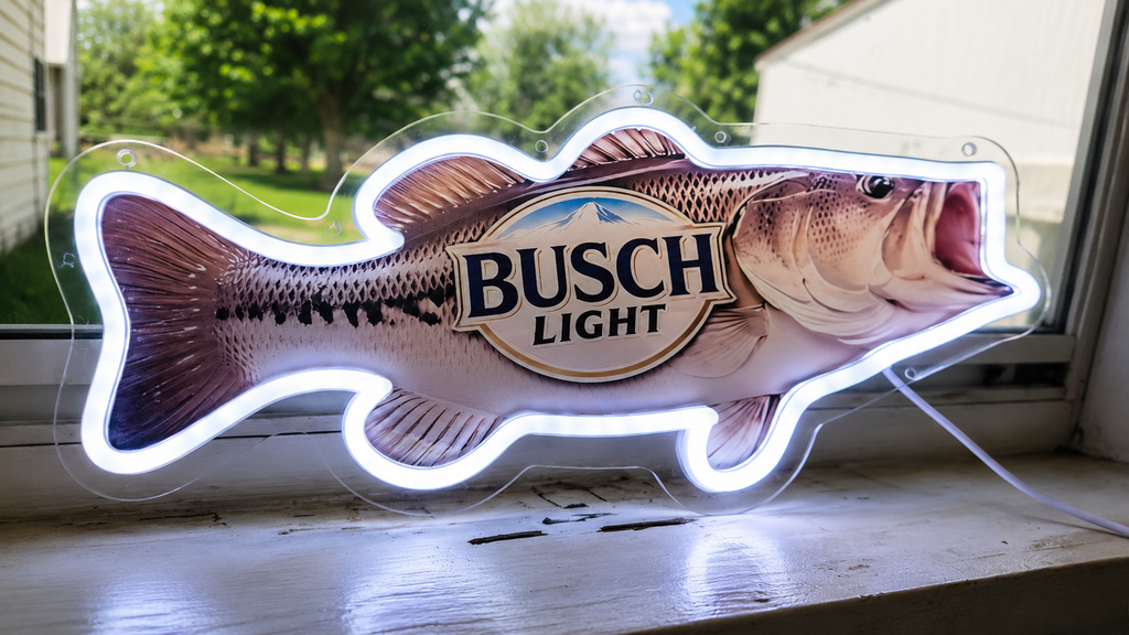 Busch Light Large Mouth Bass LED Lighted Advertising Sign