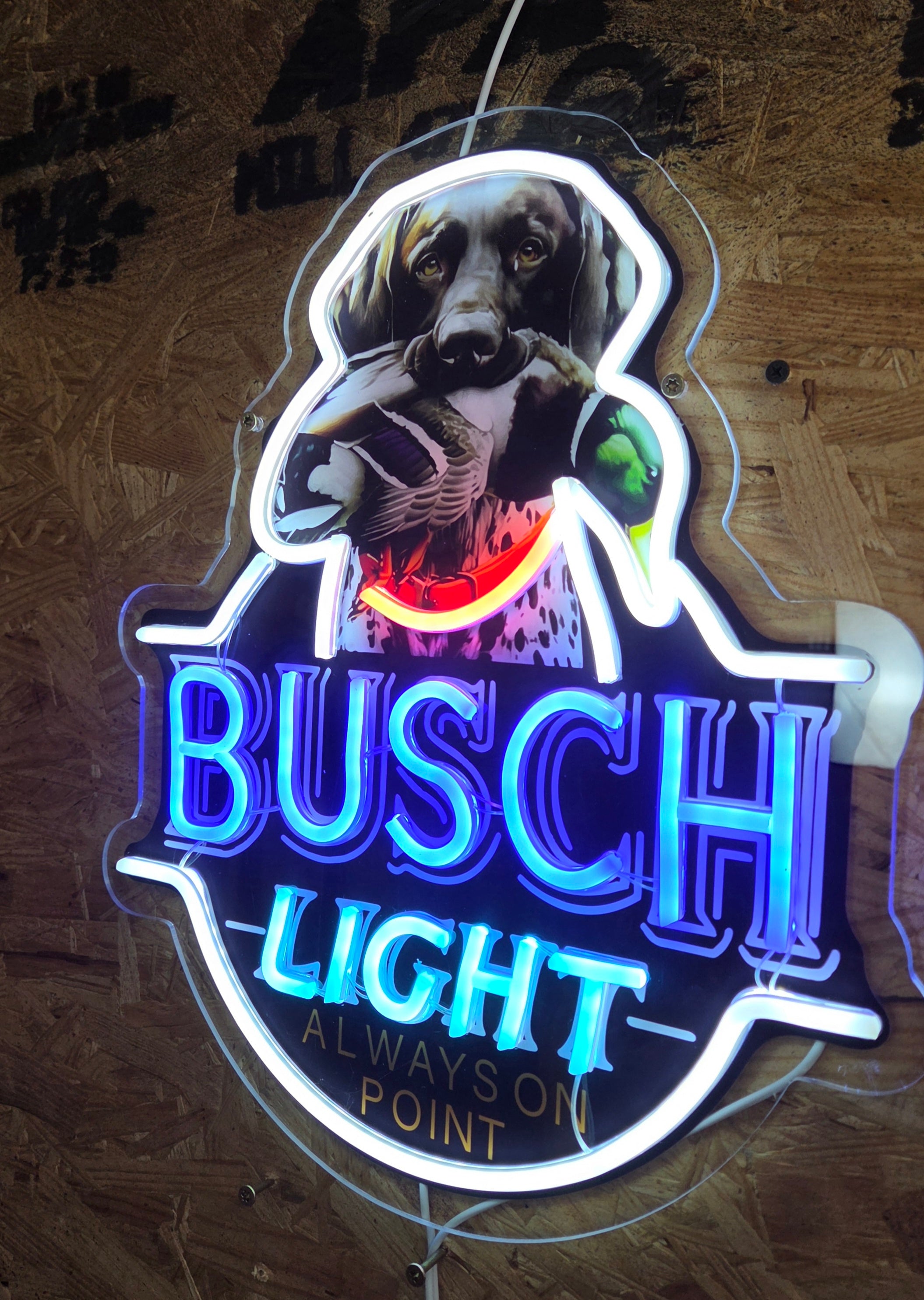 Busch Light German Short Haired Point w/ Duck "Always On Point" Beer LED Lighted Advertising Sign