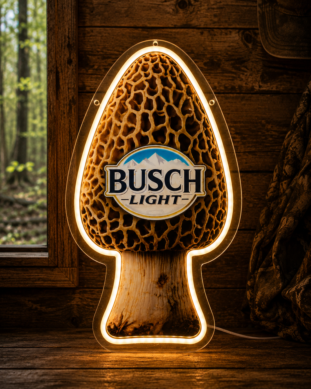 Busch Light Morel Mushroom Shape LED Lighted Advertising Sign