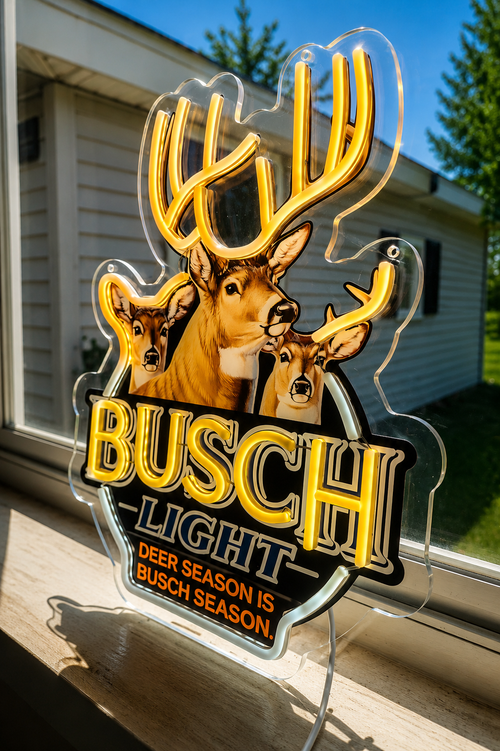 Busch Light "Deer Season Is Busch Season" Whitetal Deer LED Lighted Advertising Sign