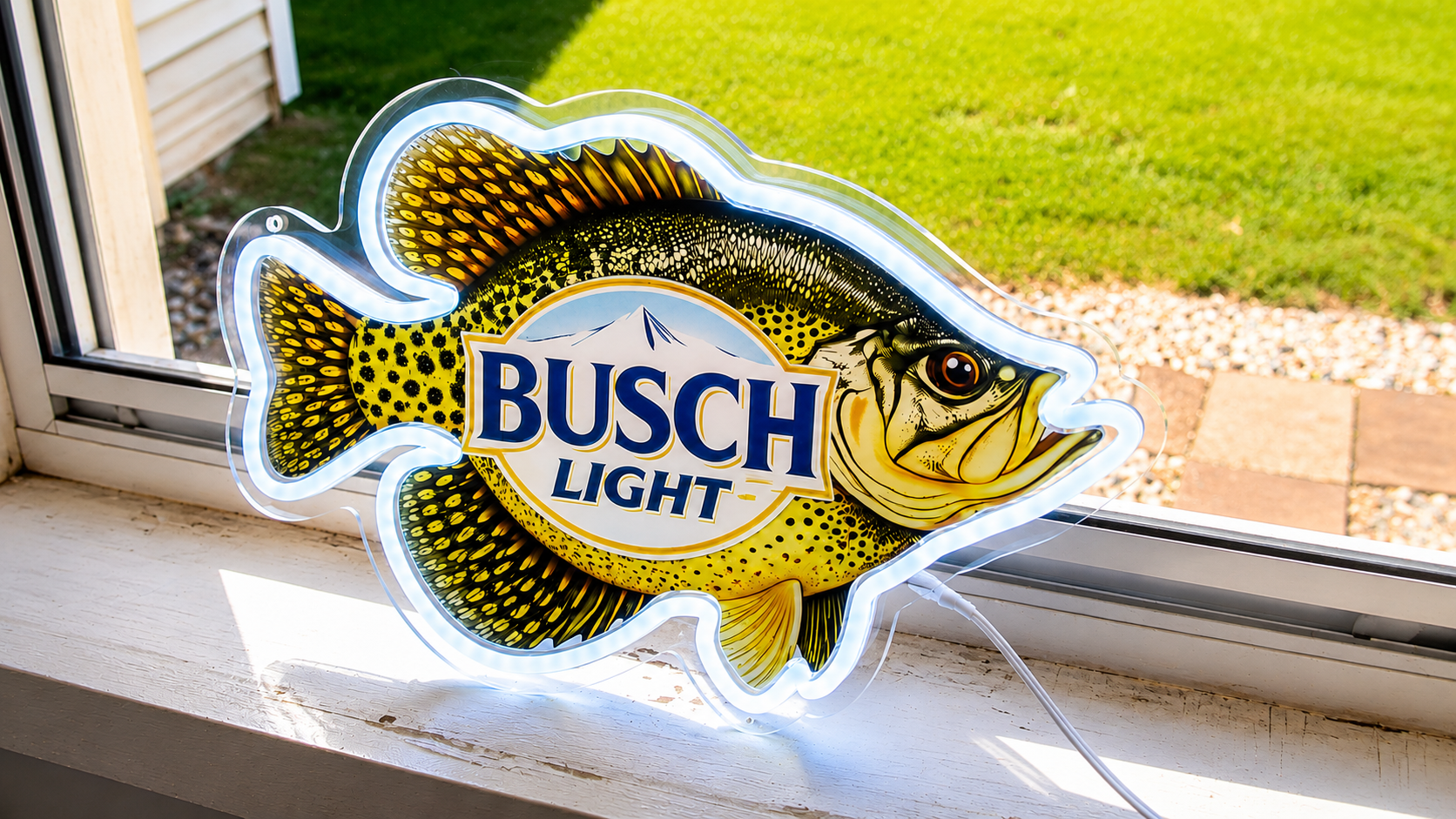 Busch Light - Crappie Fish Lighted Beer Advertising Sign Fishing Sign