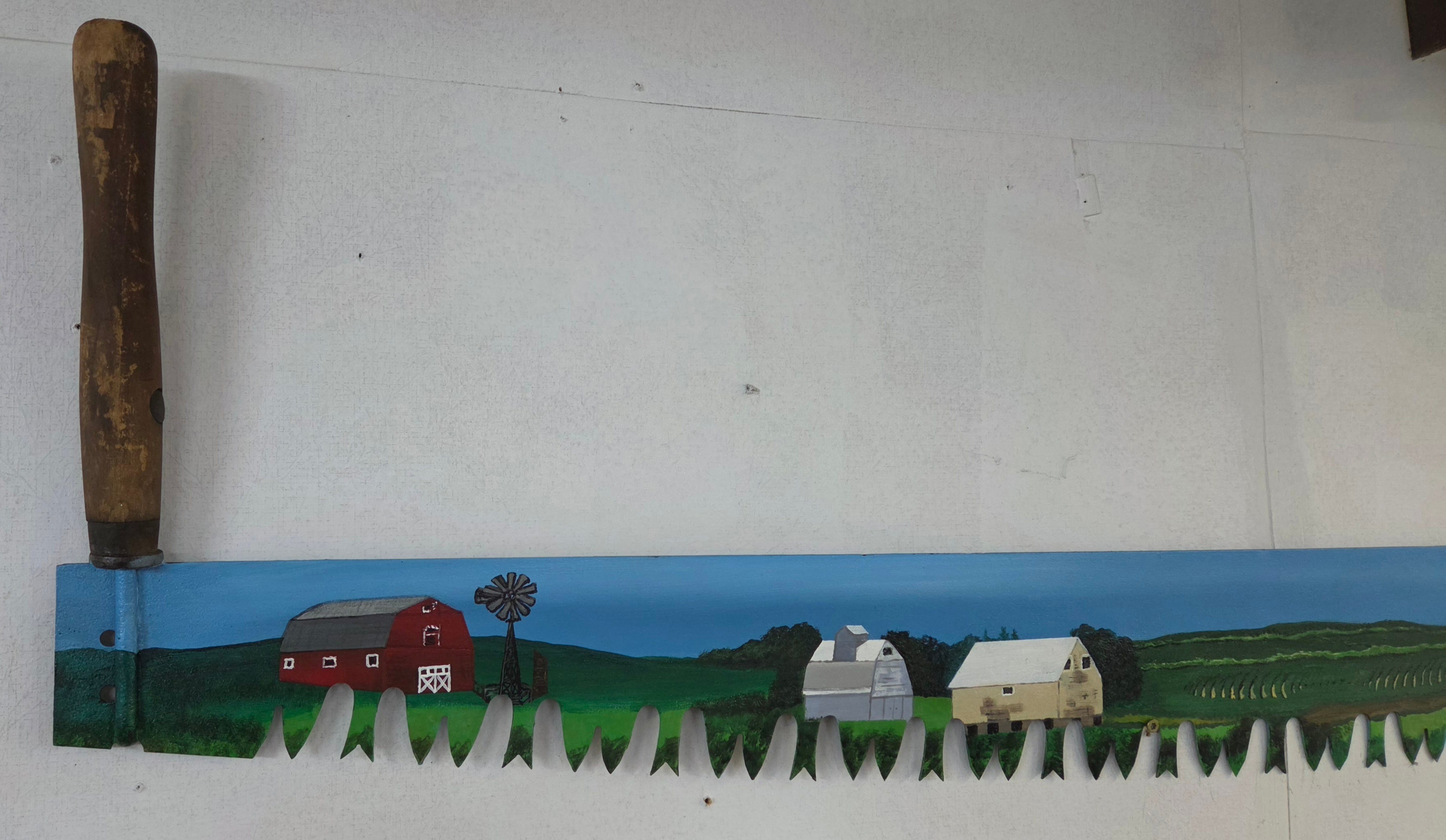 55" Vintage Hand-Painted Crosscut Saw Sign Blade