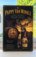 12" x 8" Pappy Van Winkle Deer Metal Sign – Rustic Bourbon Wall Decor | Man Cave, Cabin & Bar Gift