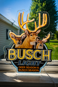 Busch Light "Deer Season Is Busch Season" Whitetal Deer LED Lighted Advertising Sign
