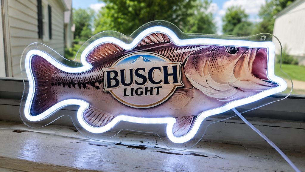 Busch Light Large Mouth Bass LED Lighted Advertising Sign