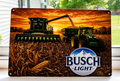 12" x 8" Busch Light Farm Harvest Metal Sign – John Deere Combine & Tractor Wall Decor | Farmhouse, Garage & Man Cave