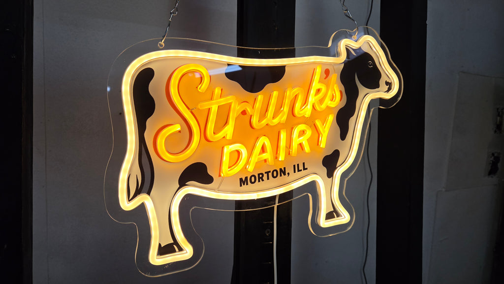 Strunk's Dairy - Morton, IL Lighted LED Advertising Sign Farm Sign